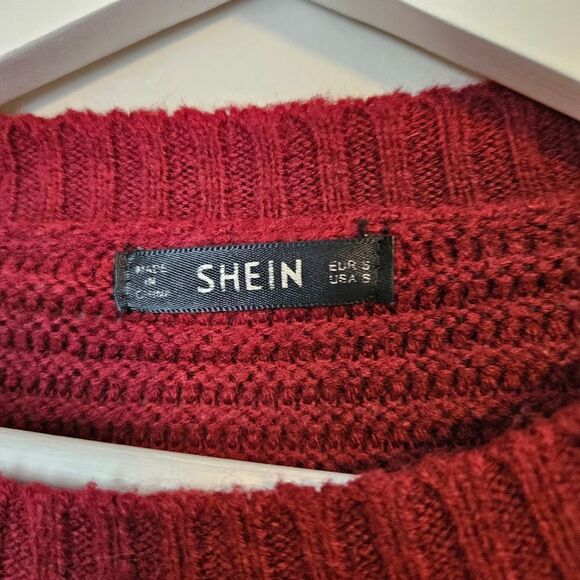 SHEIN Sweater Colorblock Stripe Red Yellow Green Knit Business Casual Fall Cute - Picture 4 of 6